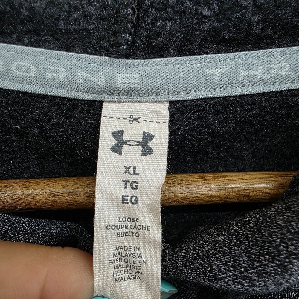 Under Armour Hoodie Heathered Pullover Pink Trim Athleisure Womens XL - Picture 7 of 10